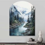 Grey Blue Minimalism Forest Reflections II - Asymmetric Metal Wall Art