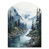 Grey Blue Minimalism Forest Reflections II - Asymmetric Metal Wall Art