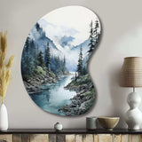 Grey Blue Minimalism Forest Reflections II - Asymmetric Metal Wall Art