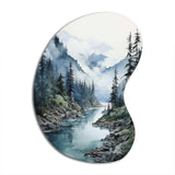 Grey Blue Minimalism Forest Reflections II - Asymmetric Metal Wall Art