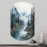 Grey Blue Minimalism Forest Reflections II - Asymmetric Metal Wall Art