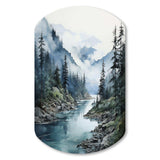 Grey Blue Minimalism Forest Reflections II - Asymmetric Metal Wall Art