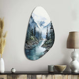 Grey Blue Minimalism Forest Reflections II - Asymmetric Metal Wall Art