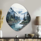 Grey Blue Minimalism Forest Reflections II - Asymmetric Metal Wall Art