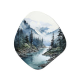 Grey Blue Minimalism Forest Reflections II - Asymmetric Metal Wall Art