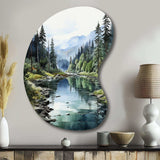 Green Blue Minimalism Forest Reflections - Asymmetric Metal Wall Art