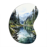 Green Blue Minimalism Forest Reflections - Asymmetric Metal Wall Art