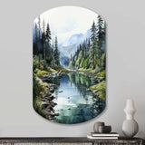 Green Blue Minimalism Forest Reflections - Asymmetric Metal Wall Art