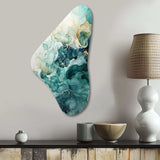 Teal Gold Minimalism Serenity In Motion - Asymmetric Metal Wall Art