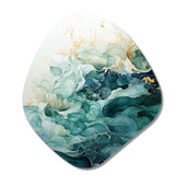 Teal Gold Minimalism Serenity In Motion - Asymmetric Metal Wall Art