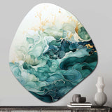 Teal Gold Minimalism Serenity In Motion - Asymmetric Metal Wall Art