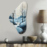 Blue White Modern Scandinavian Serenade I - Asymmetric Metal Wall Art