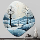 Blue White Modern Scandinavian Serenade I - Asymmetric Metal Wall Art