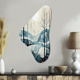 Blue White Modern Scandinavian Serenade II - Asymmetric Metal Wall Art