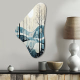 Blue White Modern Scandinavian Serenade II - Asymmetric Metal Wall Art