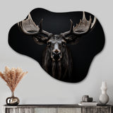 Black White Moose Majestic Monochrome Black And White - Asymmetric Metal Wall Art