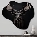 Black White Moose Majestic Monochrome Black And White - Asymmetric Metal Wall Art