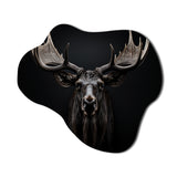 Black White Moose Majestic Monochrome Black And White - Asymmetric Metal Wall Art