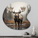 Brown Moose Monochrome Sands - Asymmetric Metal Wall Art