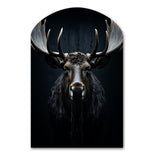 Black White Moose Vibrant Contrast II - Asymmetric Metal Wall Art