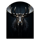 Black White Moose Vibrant Contrast II - Asymmetric Metal Wall Art