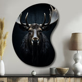 Black White Moose Vibrant Contrast II - Asymmetric Metal Wall Art