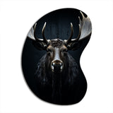 Black White Moose Vibrant Contrast II - Asymmetric Metal Wall Art