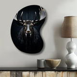 Black White Moose Vibrant Contrast II - Asymmetric Metal Wall Art