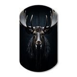 Black White Moose Vibrant Contrast II - Asymmetric Metal Wall Art