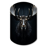 Black White Moose Vibrant Contrast II - Asymmetric Metal Wall Art