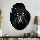 Black White Moose Vibrant Contrast II - Asymmetric Metal Wall Art