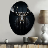 Black White Moose Vibrant Contrast II - Asymmetric Metal Wall Art