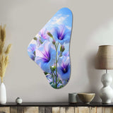 Purple Green Morning Glory Morning Glory - Asymmetric Metal Wall Art