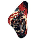 Red Blue Motorcycle American Flag Background - Asymmetric Metal Wall Art