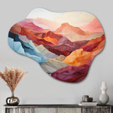 Coral Teal Mountains Majestic Palette - Asymmetric Metal Wall Art