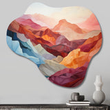 Coral Teal Mountains Majestic Palette - Asymmetric Metal Wall Art