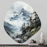 Green White Mountains Majestic Winter Peaks - Asymmetric Metal Wall Art