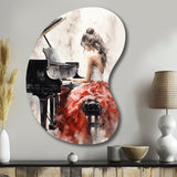 Beige Red Music Piano Harmony I - Asymmetric Metal Wall Art