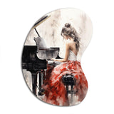 Beige Red Music Piano Harmony I - Asymmetric Metal Wall Art