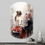 Beige Red Music Piano Harmony II - Asymmetric Metal Wall Art