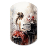 Beige Red Music Piano Harmony II - Asymmetric Metal Wall Art