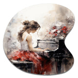 Beige Red Music Piano Harmony II - Asymmetric Metal Wall Art