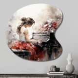 Beige Red Music Piano Harmony II - Asymmetric Metal Wall Art