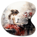 Beige Red Music Piano Harmony II - Asymmetric Metal Wall Art