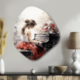 Beige Red Music Piano Harmony II - Asymmetric Metal Wall Art