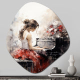 Beige Red Music Piano Harmony II - Asymmetric Metal Wall Art