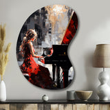 Black Red Music Piano Harmony - Asymmetric Metal Wall Art