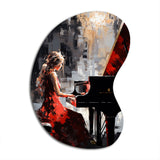 Black Red Music Piano Harmony - Asymmetric Metal Wall Art