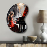 Black Red Music Piano Harmony - Asymmetric Metal Wall Art