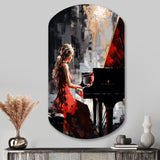 Black Red Music Piano Harmony - Asymmetric Metal Wall Art